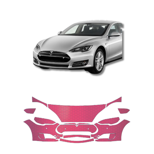 2012-2016 Tesla Model S Full Bumper, Partial Hood and Fenders, Mirrors and Headlight PreCut Paint Protection Film Clear Bra PPF