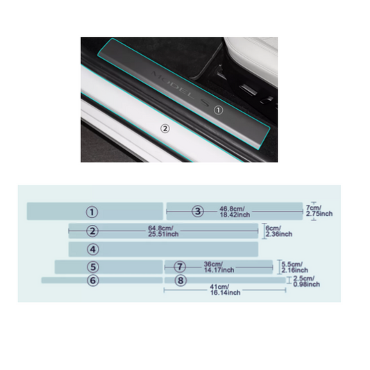 2012-2024  Tesla Model S  Door Sill Precut Paint Protection Film Clear Bra PPF