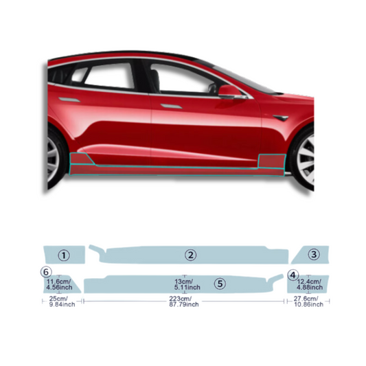 2012-2024 Tesla Model S Side Skirt Precut Paint Protection Film Clear PPF