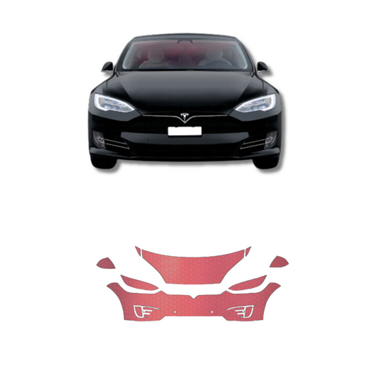 2016-2021 Tesla Model X  Full Bumper, Partial Hood and Fenders, Mirrors, and Headlights PreCut Paint Protection Film Clear Bra PPF