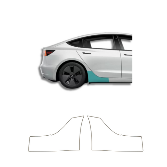 2017-2024 Tesla Model 3 Rear Flares Rockers Clear Bra Protection Film PPF
