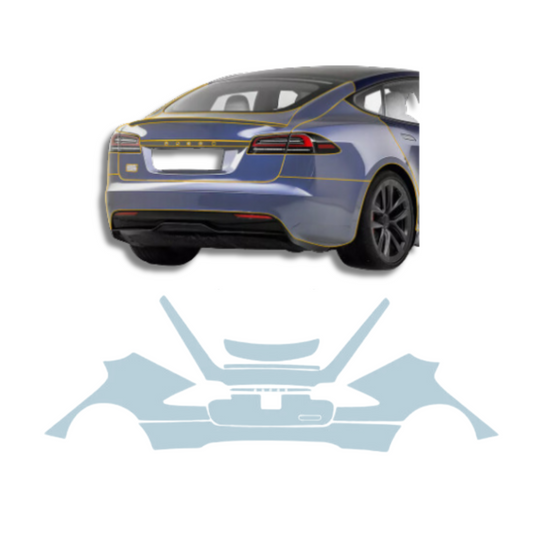 2021-2023 Tesla Model S 8-PC Rear Bumper Precut Paint Protection Film Clear PPF