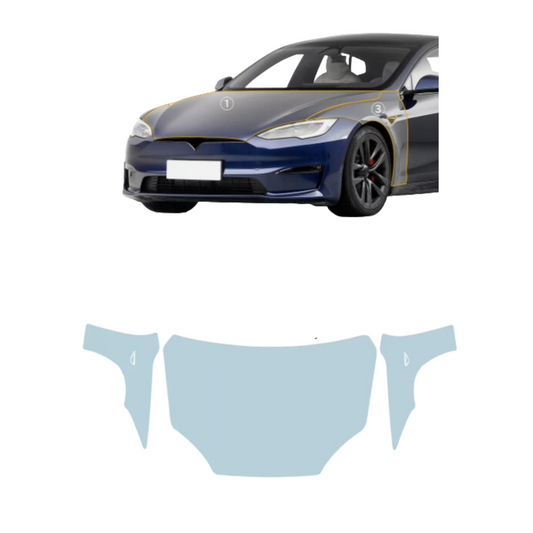 2021-2023 Tesla Model S Hood and Fender Precut Paint Protection Film Clear PPF