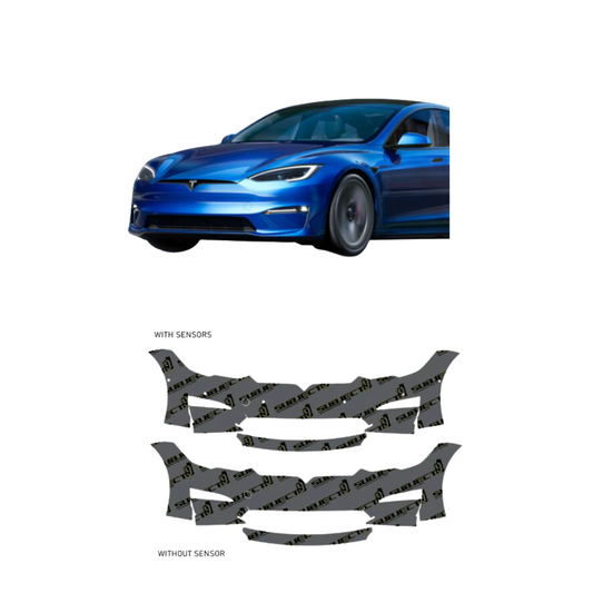 2021-2023 Tesla Model S Pre-Cut Front Bumper Paint Protection Clear Film PPF
