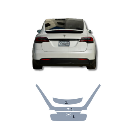 2022-2023 Tesla Model X Spoiler, Upper and Lower Rear Hatch Pre-Cut Rear Hatch Paint Protection Film Premium TPU PPF