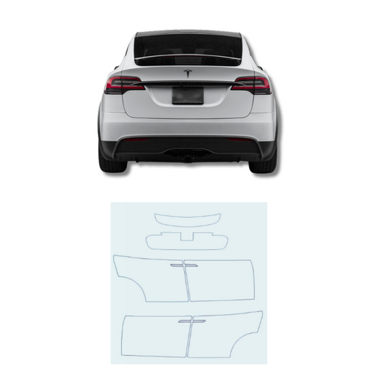 2023-2024 Tesla Model X  Spoiler, Lower Hatchback (no plaid cutout),Door Handles, Doors Paint Protection Film Clear Bra PPF