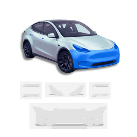 2023-2024 Tesla Model Y  Front Bumper, Head Lights, and Door Handle Paint Protection Film Clear Bra PPF