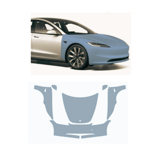 2024 Tesla Model 3 Front Bumper and Fenders Hood and Mirrors Pre-Cut Full Front Paint Protection Film Premium TPU PPF