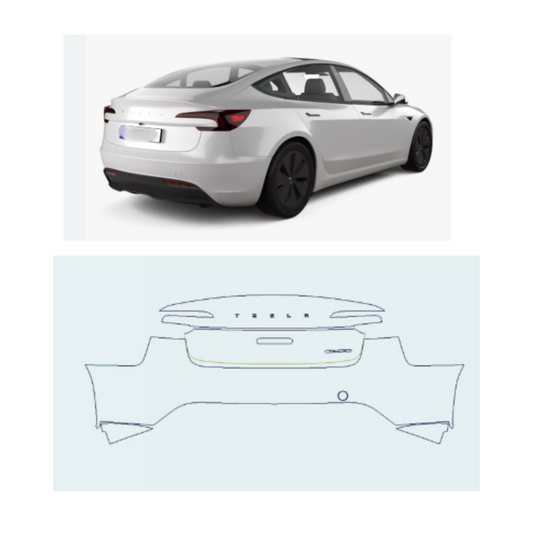 2024 Tesla Model 3 Rear Back and Hatchback PreCut Paint Protection Film Clear Bra PPF