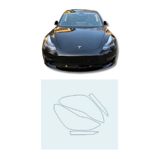 Tesla Model 3 Tesla Model 3 Headlights & Foglights PreCut Paint Protection Clear Bra PPF